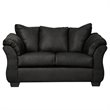 Bowery Hill Contemporary Polyester Upholstered Loveseat in Black