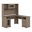 Bowery Hill 60W L Shaped Computer Desk with Hutch in Ash Gray - Engineered Wood