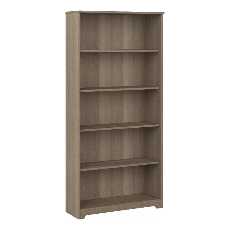 Bowery Hill Traditional 5 Shelf Bookcase in Ash Gray - Engineered Wood