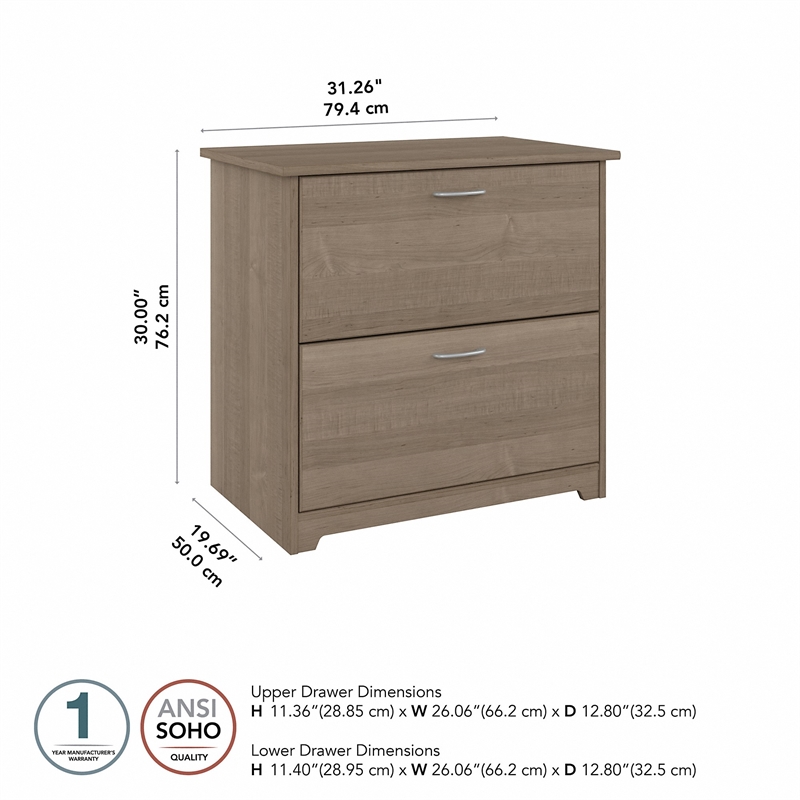 Bowery Hill 2 Drawer Lateral File Cabinet in Ash Gray - Engineered Wood