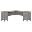 Bowery Hill 72W L Shaped Desk with Storage in Platinum Gray - Engineered Wood