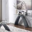 Bowery Hill Contemporary Glass Top Sofa Table in Gray Finish