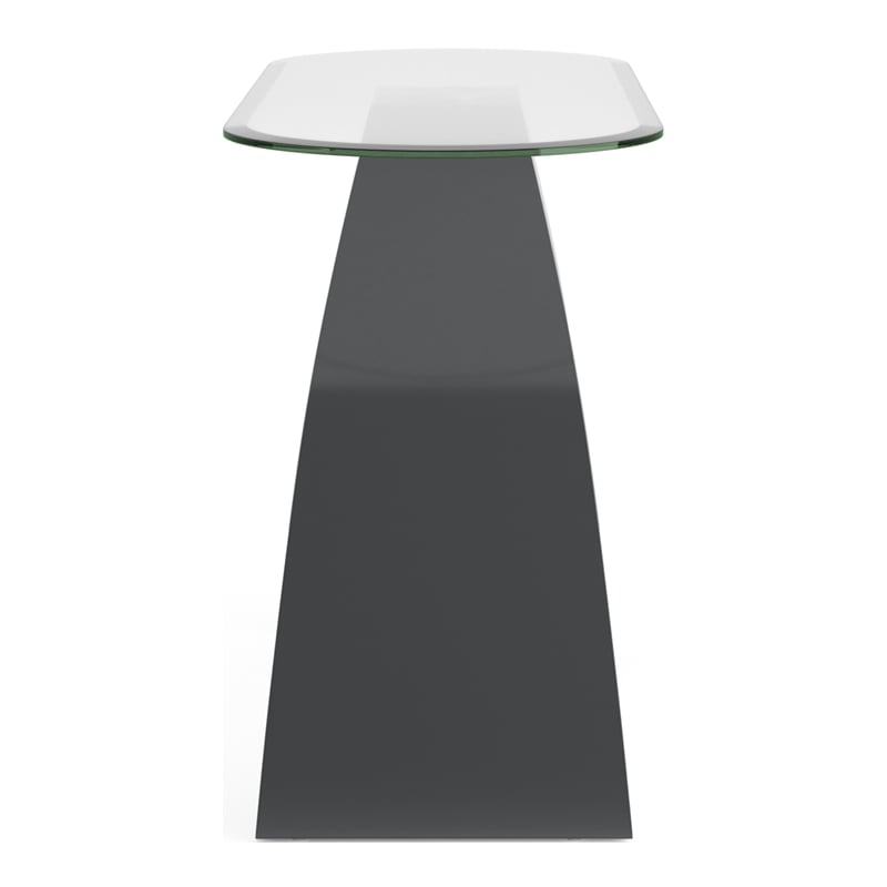 Bowery Hill Contemporary Glass Top Sofa Table in Gray Finish
