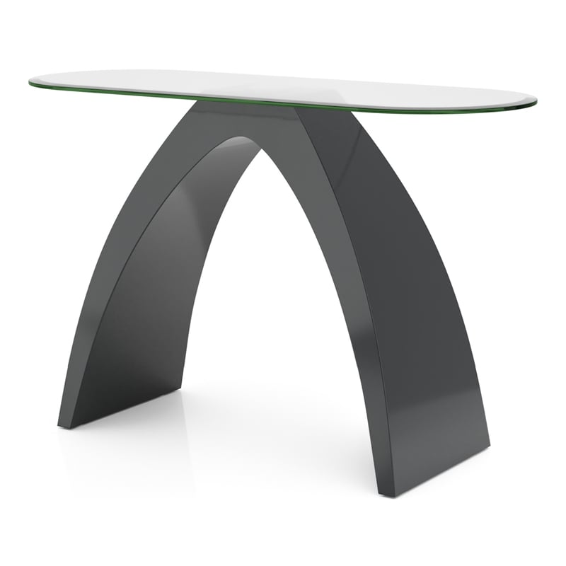 Bowery Hill Contemporary Glass Top Sofa Table in Gray Finish