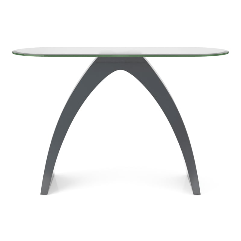 Bowery Hill Contemporary Glass Top Sofa Table in Gray Finish