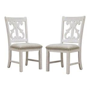 Bowery Hill Transitional Wood Dining Chair in Antique White (Set of 2)