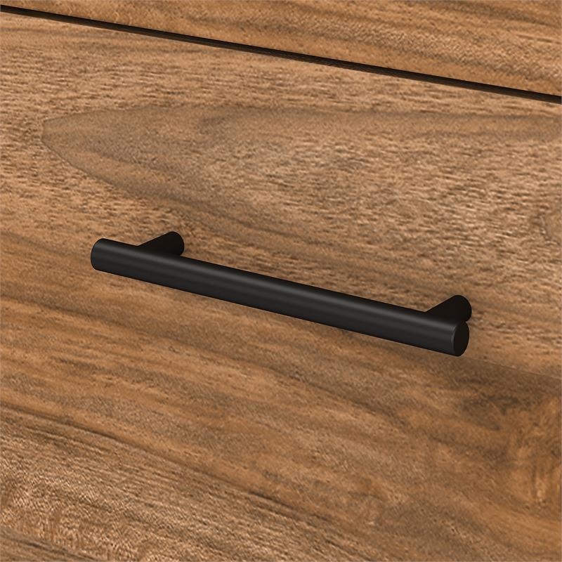 Bowery Hill 72W L Shaped Desk with Storage in Fresh Walnut - Engineered Wood