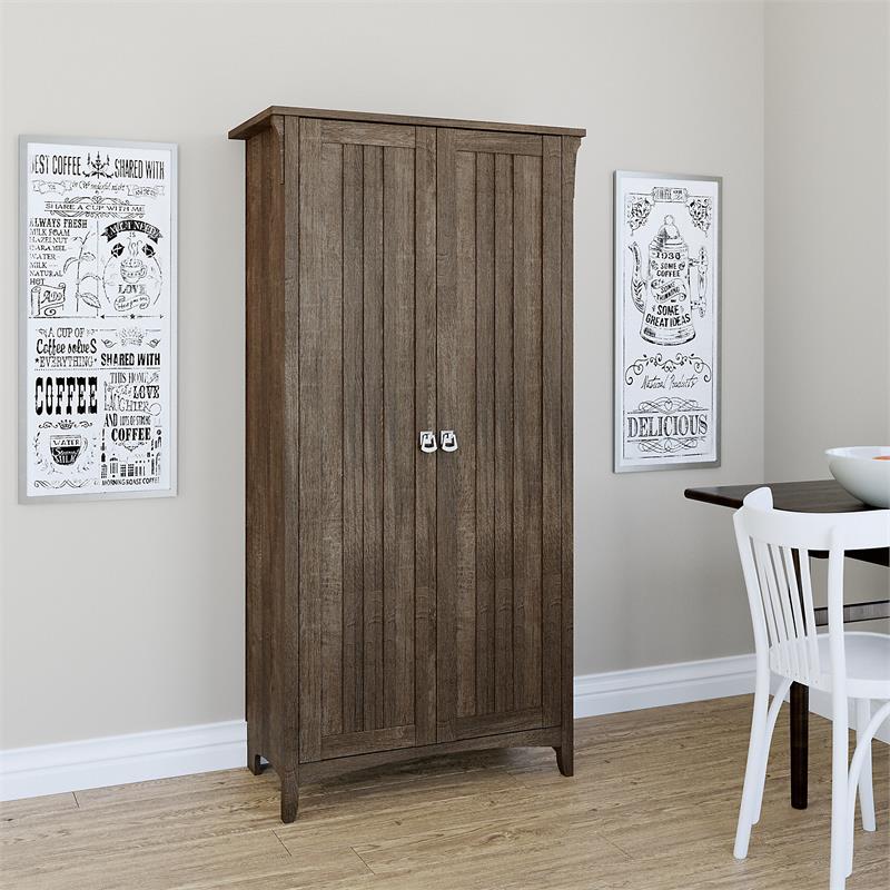 Bowery Hill Kitchen Pantry Cabinet with Doors in Ash Brown - Engineered Wood