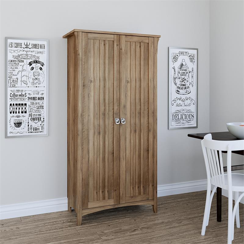 Bowery Hill Engineered Wood Kitchen Pantry Cabinet with Doors in Reclaimed Pine