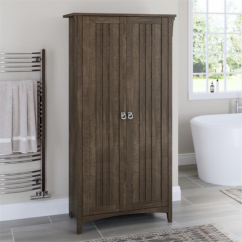 Bowery Hill Bathroom Storage Cabinet with Doors in Ash Brown - Engineered Wood