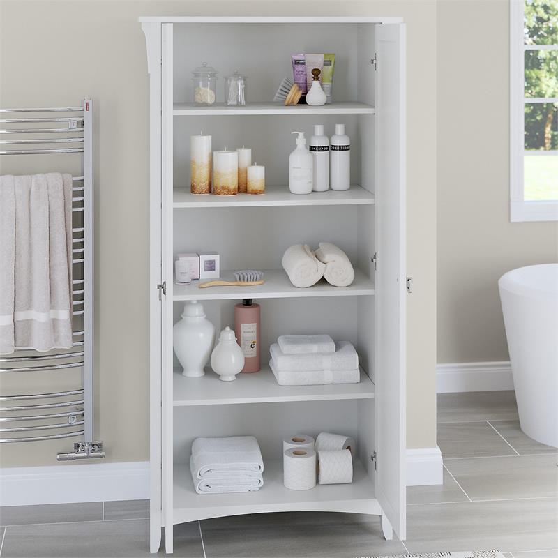 Bowery Hill Engineered Wood Bathroom Storage Cabinet with Doors in White/Shiplap