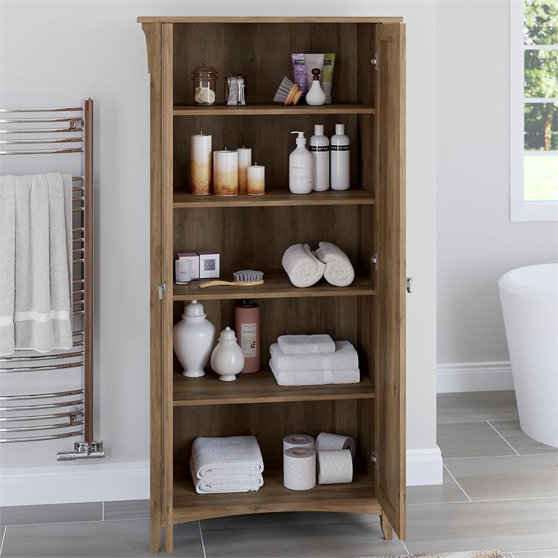 Bowery Hill Engineered Wood Bathroom Storage Cabinet with Doors - Reclaimed Pine