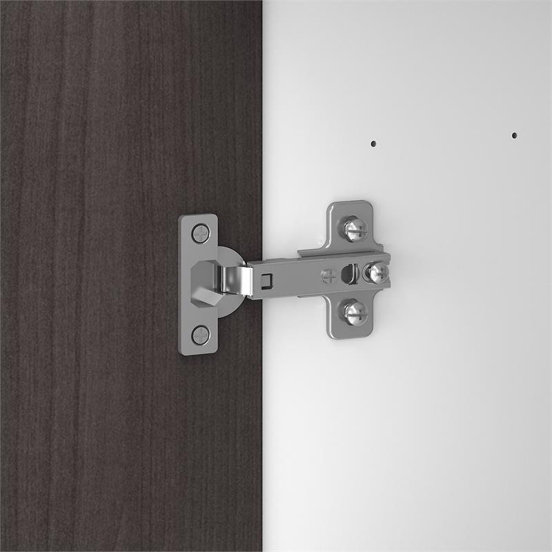 Bowery Hill Engineered Wood 72W L Shaped Desk with Storage in White & Storm Gray