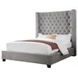 Bowery Hill Velvet Upholstered Tower High Profile Queen Bed in Gray