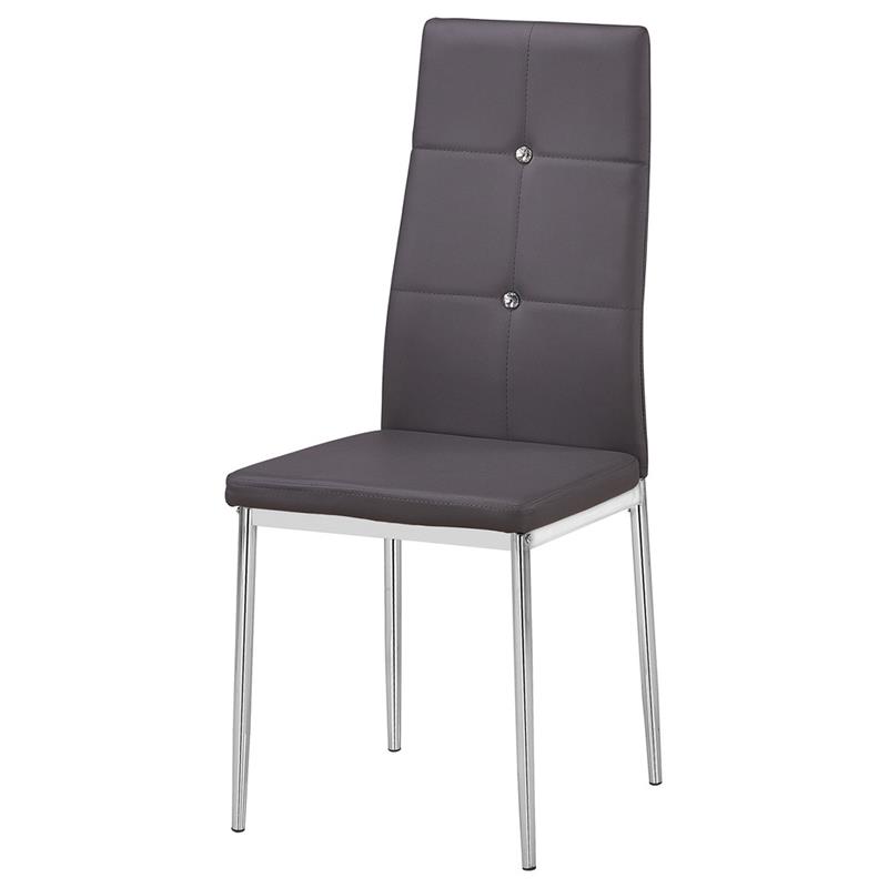 Bowery Hill Bi Cast Leather Dining Side Chair in Gray (Set of 2)