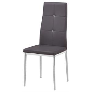 Bowery Hill Bi Cast Leather Dining Side Chair in Gray (Set of 2)