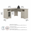 Bowery Hill Engineered Wood 60W L-Shaped Computer Desk in Linen White Oak