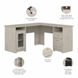 Bowery Hill Engineered Wood 60W L-Shaped Computer Desk in Linen White Oak