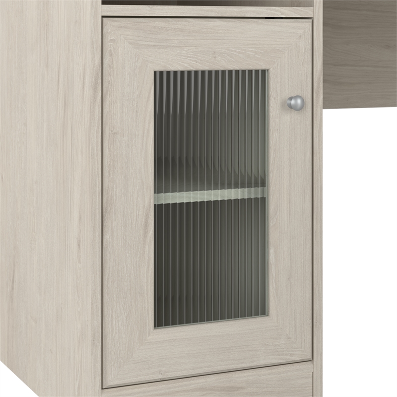 Bowery Hill Engineered Wood 60W L-Shaped Computer Desk in Linen White Oak