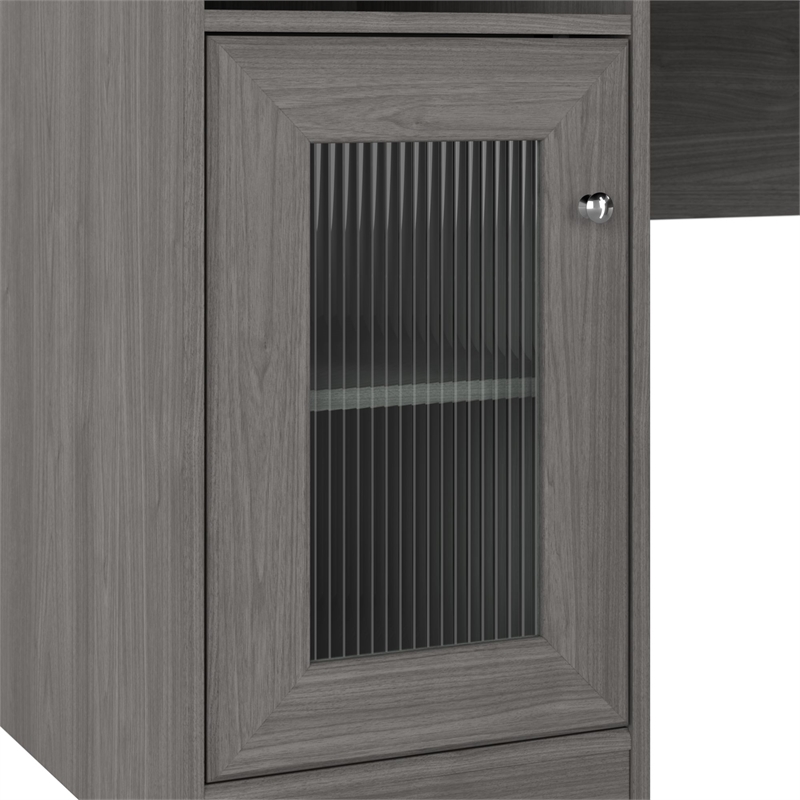 Bowery Hill Traditional 60W L Shaped Computer Desk in Modern Gray