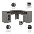 Bowery Hill Traditional 60W L Shaped Computer Desk in Modern Gray