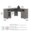 Bowery Hill Traditional 60W L Shaped Computer Desk in Modern Gray