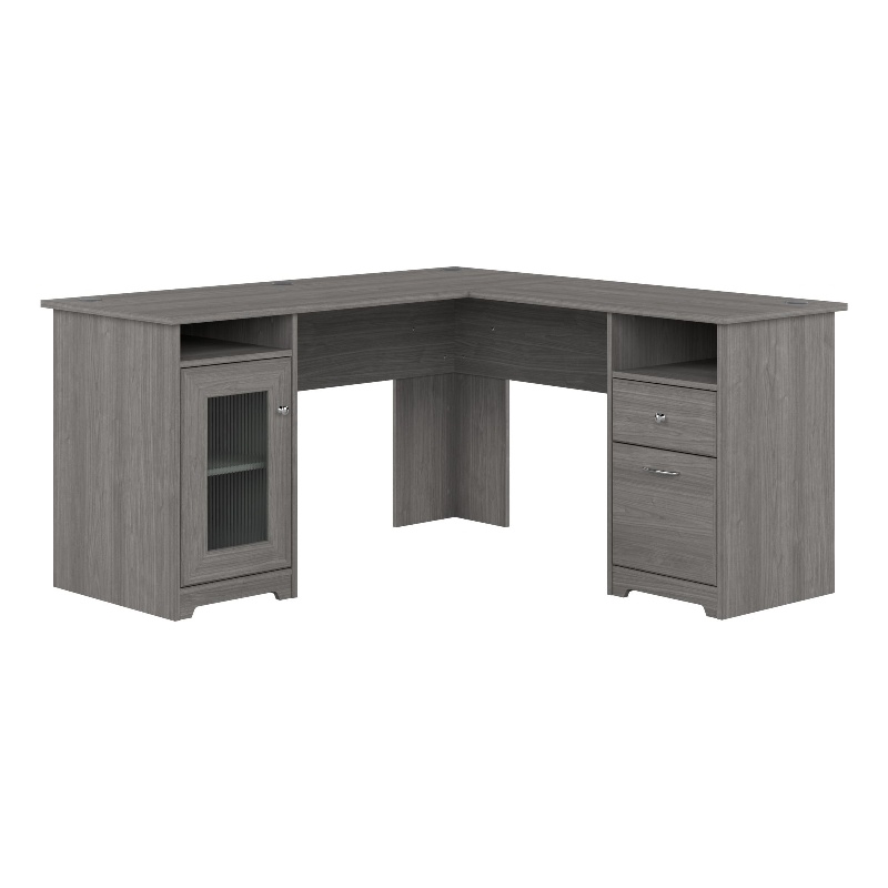 Bowery Hill Traditional 60W L Shaped Computer Desk in Modern Gray