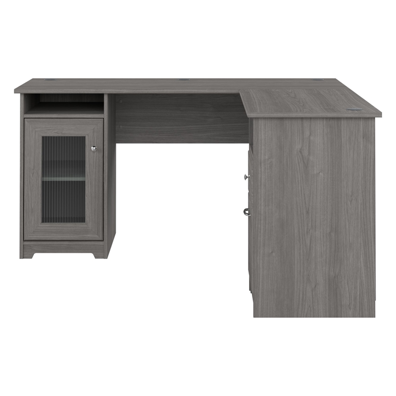 Bowery Hill Traditional 60W L Shaped Computer Desk in Modern Gray