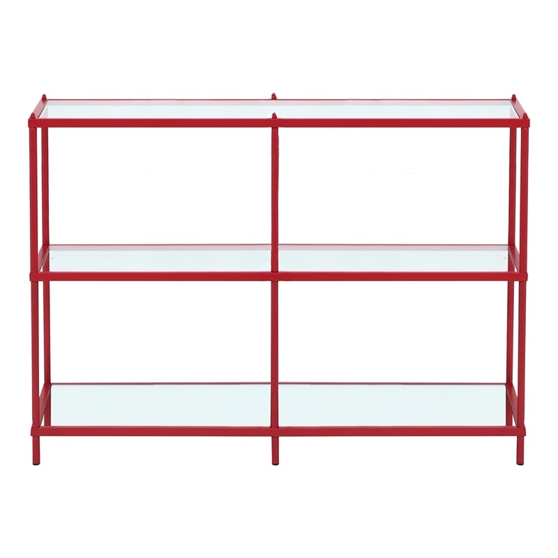 Bowery Hill Contemporary Metal 2-Shelf Console Table in Red Finish
