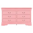 Bowery Hill Traditional 6 Dovetailed Drawers Dresser in Pink