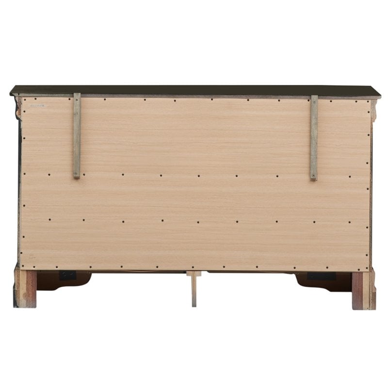 Bowery Hill Traditional 6 Dovetailed Drawers Dresser in Gray