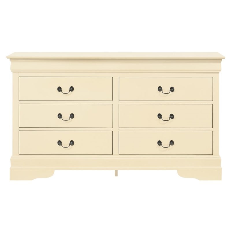 Bowery Hill Traditional 6 Dovetailed Drawers Dresser in Beige