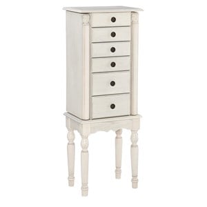 Bowery Hill Transitional Wood Jewelry Armoire in Off White Finish