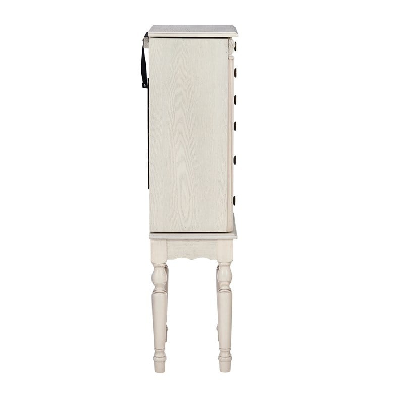 Bowery Hill Transitional Wood Jewelry Armoire in Off White Finish