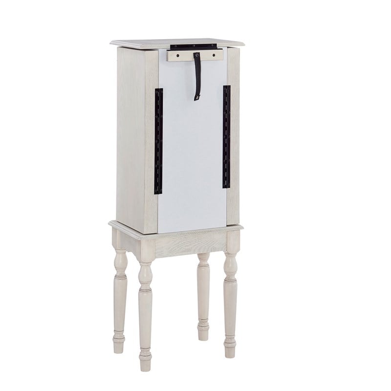 Bowery Hill Transitional Wood Jewelry Armoire in Off White Finish