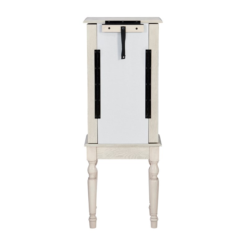 Bowery Hill Transitional Wood Jewelry Armoire in Off White Finish