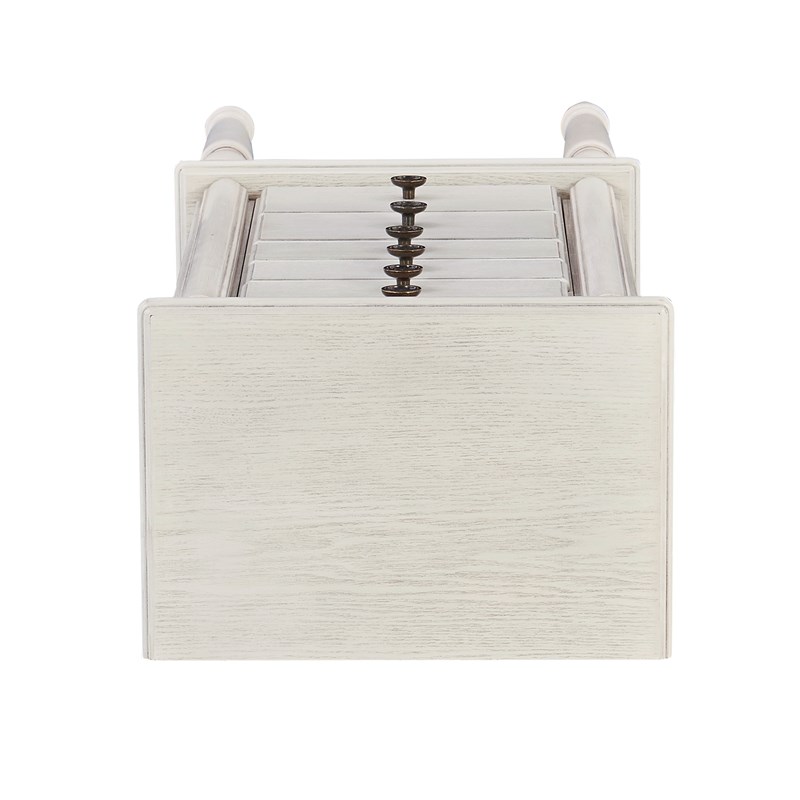 Bowery Hill Transitional Wood Jewelry Armoire in Off White Finish