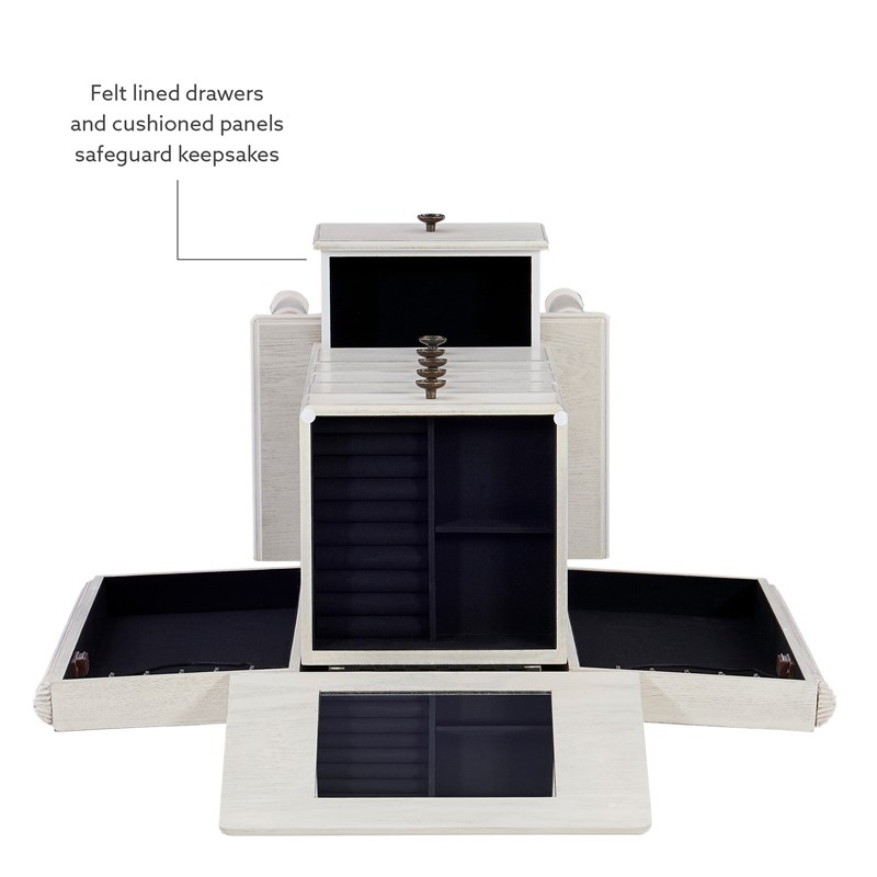 Bowery Hill Transitional Wood Jewelry Armoire in Off White Finish