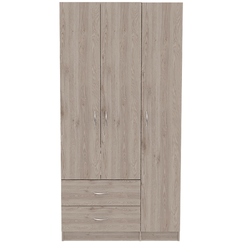 Bowery Hill Modern 3 Door Armoire Engineered Wood Armoires in Gray