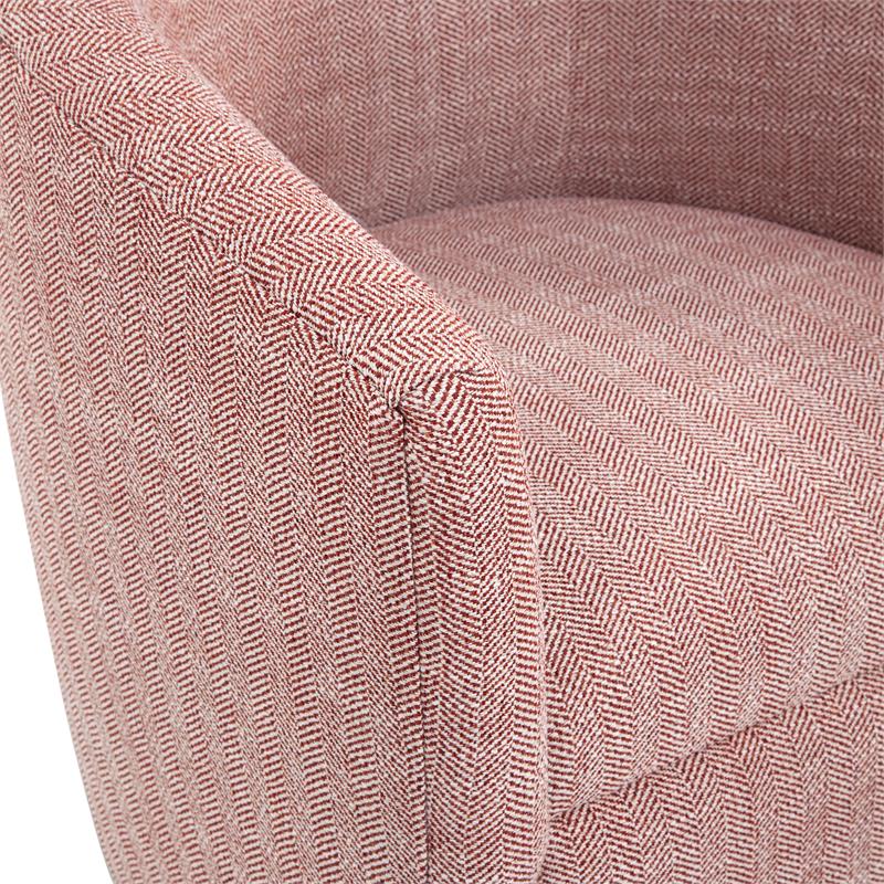 Bowery Hill Transitional Henna Brick Red Fabric Swivel Accent Chair