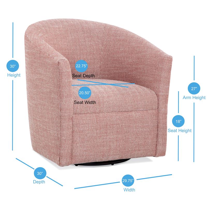 Bowery Hill Transitional Henna Brick Red Fabric Swivel Accent Chair