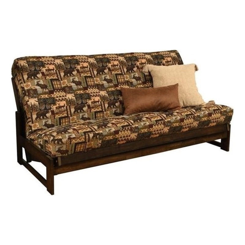 Bowery Hill Full-size Futon in Brown Peter's Cabin Print-Frame Not Included