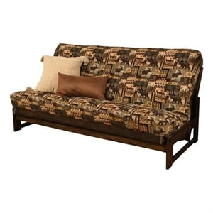 Bowery Hill Full-size Futon in Brown Peter's Cabin Print-Frame Not Included