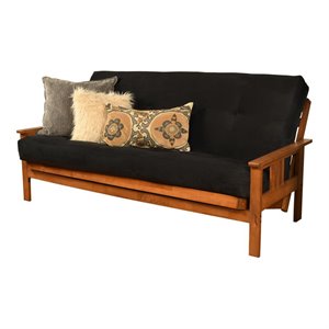 Bowery Hill Full-size Suede Fabric Futon in Black-Frame Not Included