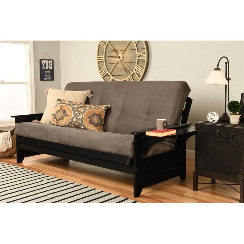 Bowery Hill Full-size Suede Futon in Gray-Frame Not Included