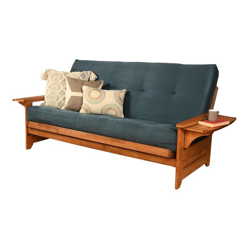 Bowery Hill Full-size Suede Futon in Blue-Frame Not Included