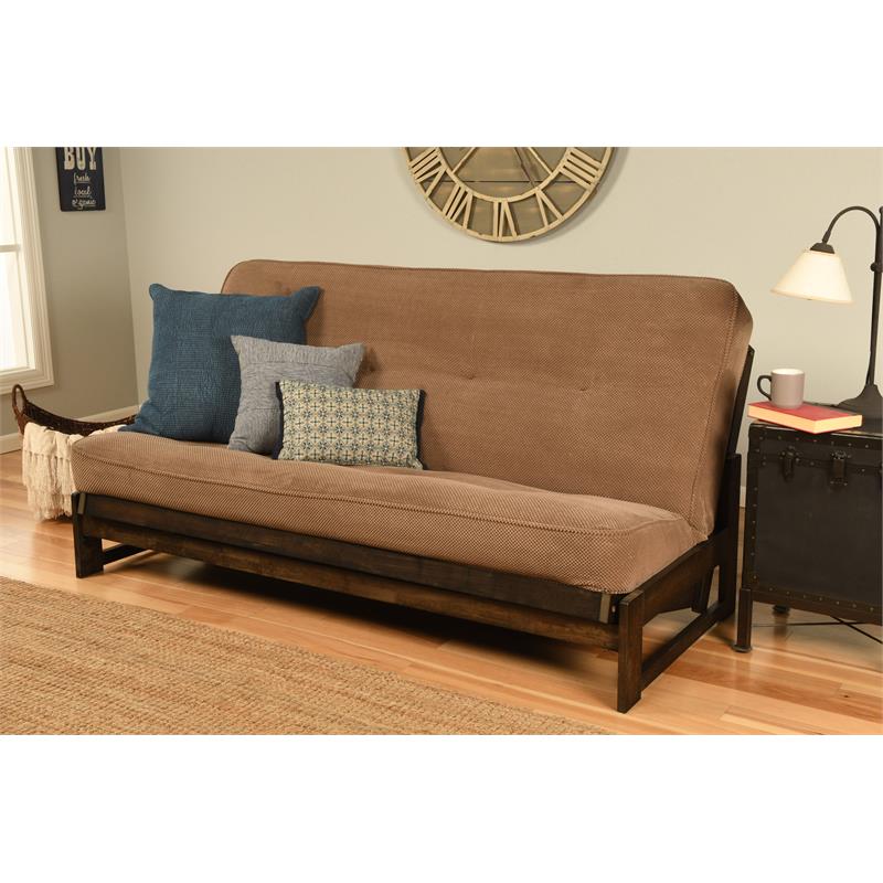 Bowery Hill Full Fabric Futon in Marmont Brown Mocha-Frame Not Included
