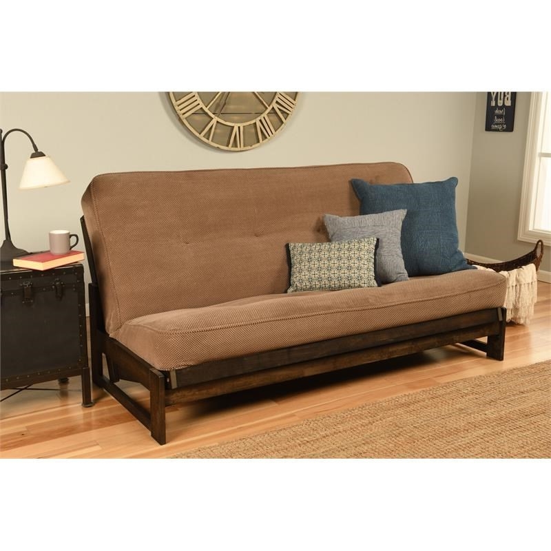 Bowery Hill Full Fabric Futon in Marmont Brown Mocha-Frame Not Included