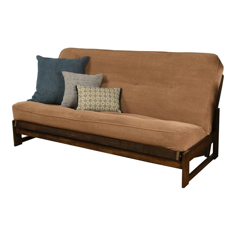 Bowery Hill Full Fabric Futon in Marmont Brown Mocha-Frame Not Included