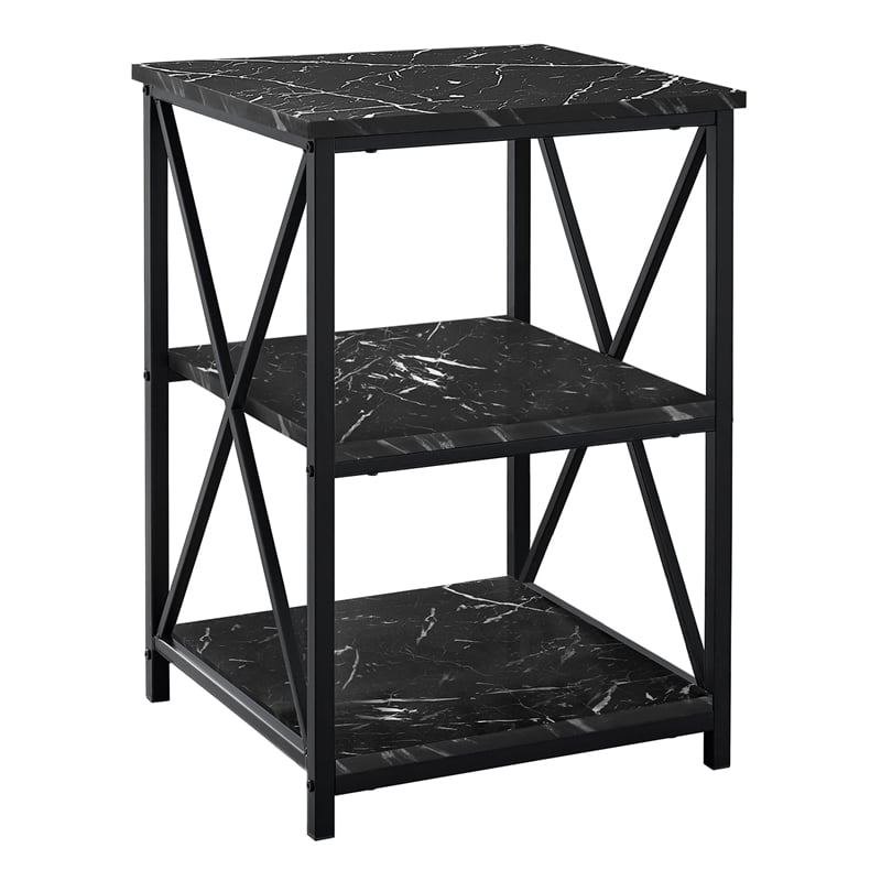 Bowery Hill Bedroom Metal Black Marble Accent Side End Table